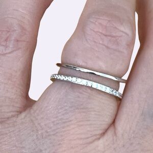 Sterling Silver double Band Ring - adjustable size